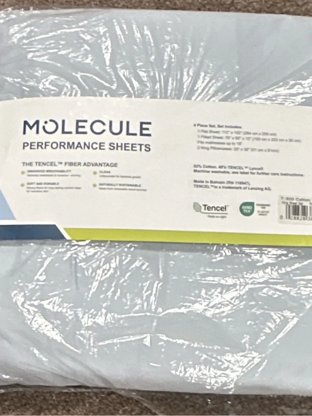 Molecule Performance Sheets — Light Gray Cooling Bedding Set